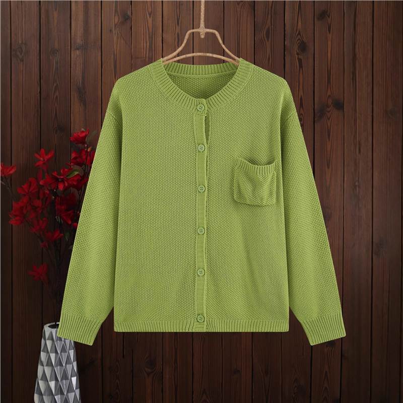 Autumnwinter New Vintage Loose Crew-neck Casual Knitted Cardigan Top for Women
