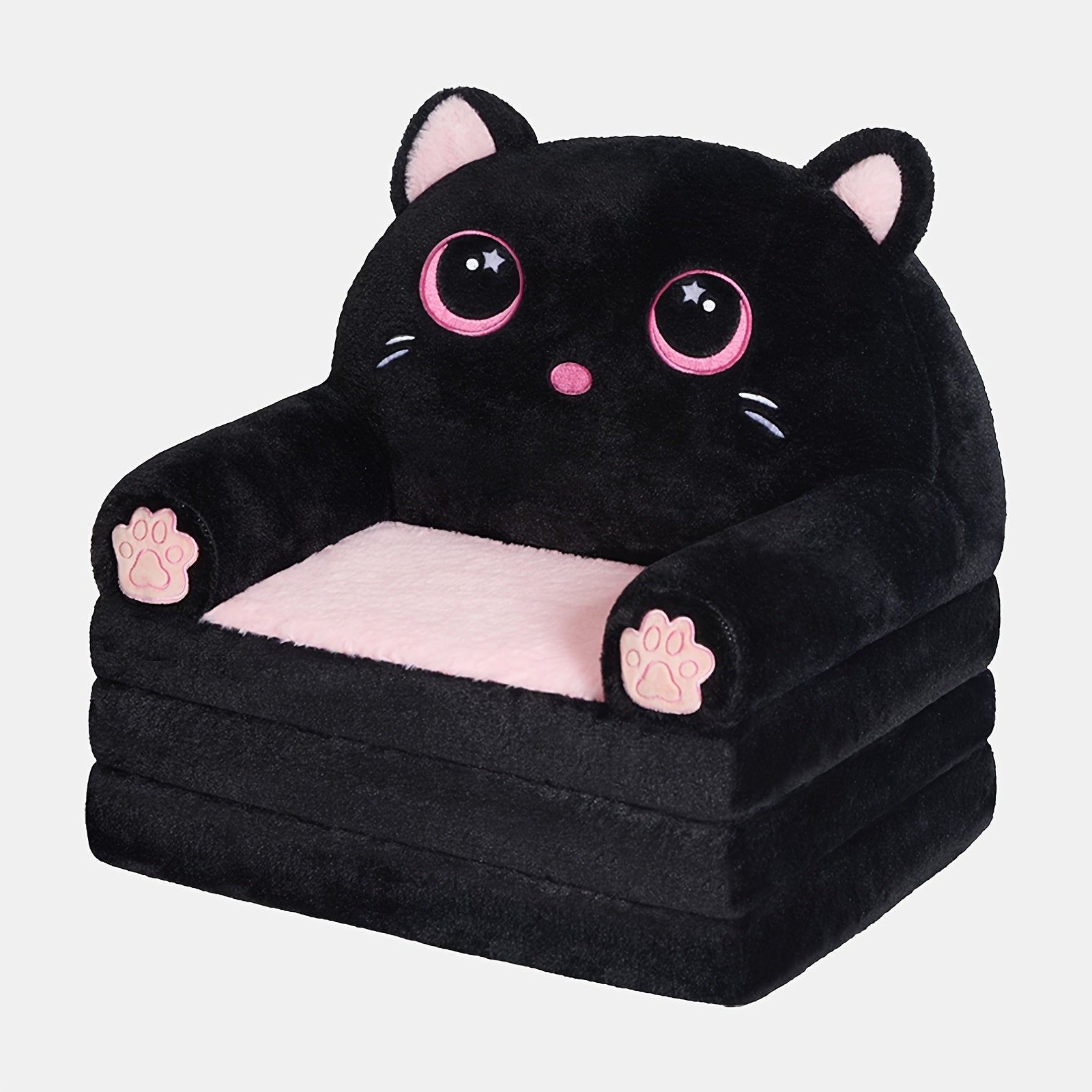 Teddy Bear 2‑In‑1 Fold‑Out Kids Sofa with Polar Fleece and High‑Density Foam
