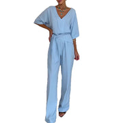 Chic V-Neck Belted Wide-Leg Jumpsuit