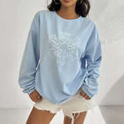 Women's Cozy Snowflake Print Loose Casual Sweater
