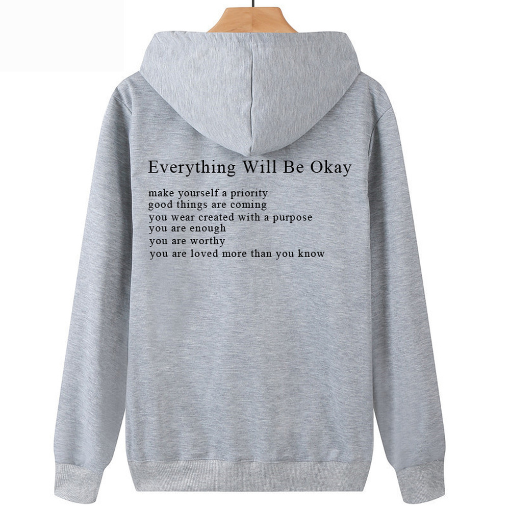 Korean Style Loose Casual 'Everything Will Be Okay' Sweatshirt