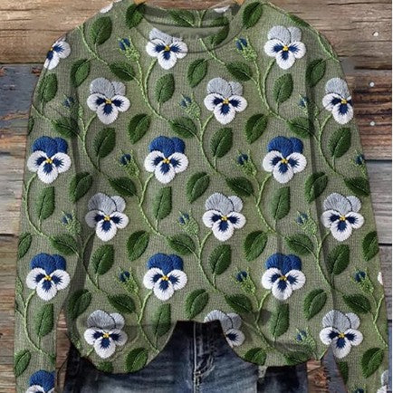 Plus Size European Print Pullover Sweater