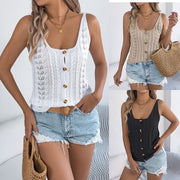Lightweight Hollow-Out Knit Vest – Perfect for Vacation & Travel