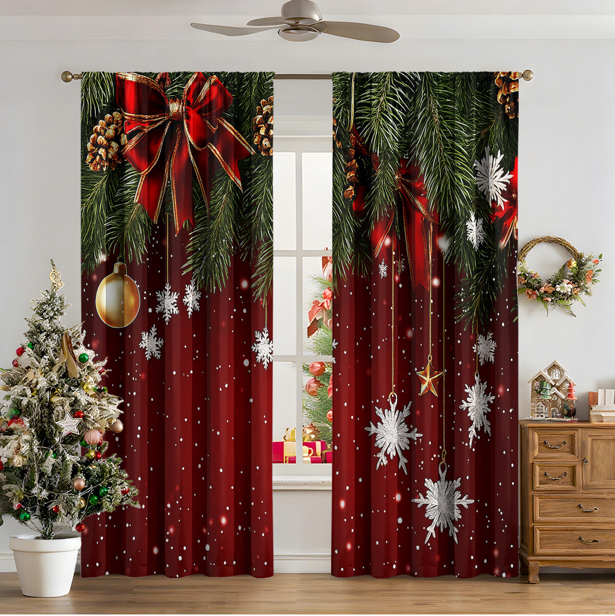 3d Digital Printed Christmas Curtains