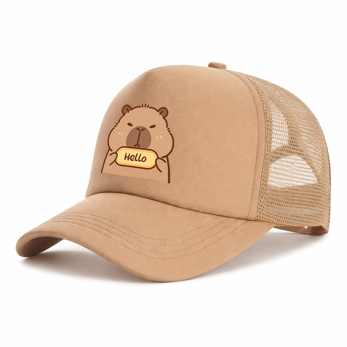 Kids' Cartoon Otter Pattern Mesh Sun Cap with Breathable Fabric