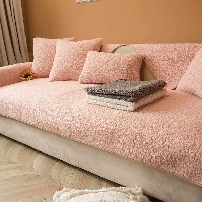 Thickened Lambswool Sofa Cushion Non-Slip Cover