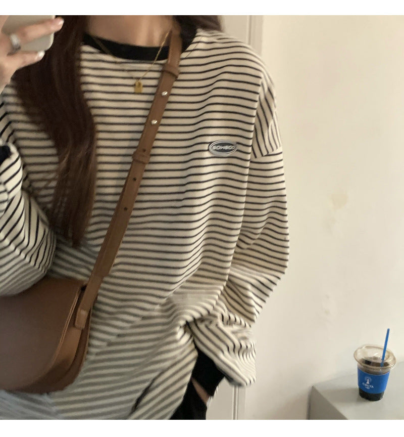 Striped Oversized Long-Sleeve Pullover Sweater