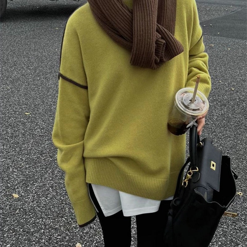 Autumn and Winter Korean Style Sweater Women's Artistic Retro