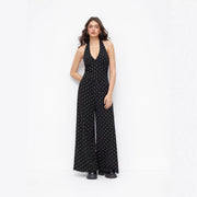 Chic V-Neck Open-Back Slim Fit Jumpsuit