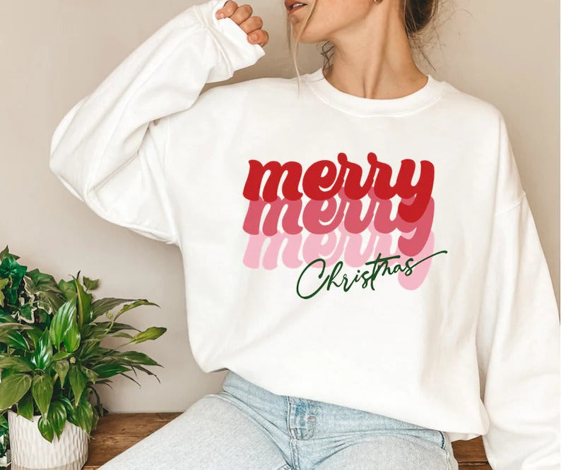Merry Christmas Letter Print Festive Women's Hoodie
