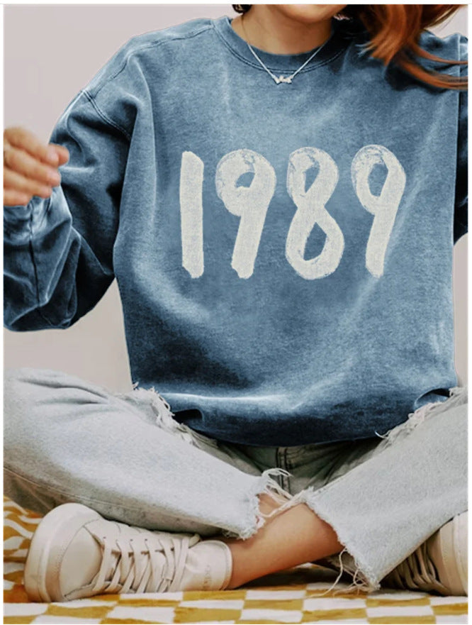 Women's Long Sleeve Printed Crew Neck Casual Sweater Top