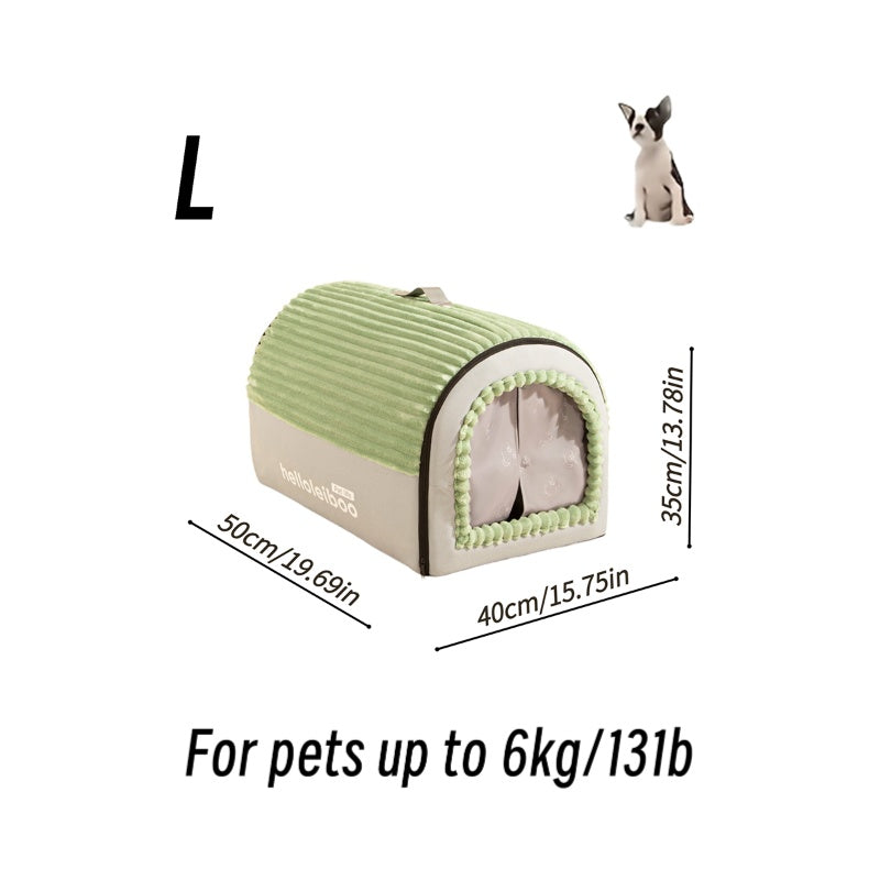 1Pc Lodge Style Durable Nylon Pet House - Enclosed Warm & Secure Cat Bed With Detachable Washable Bedding, Indoor/Outdoor Use For Cats & Small Dogs