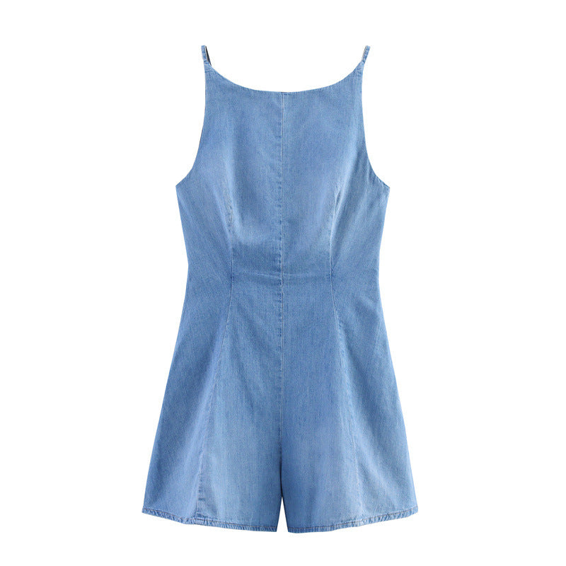 Chic Summer Off-the-Shoulder Denim Jumpsuit