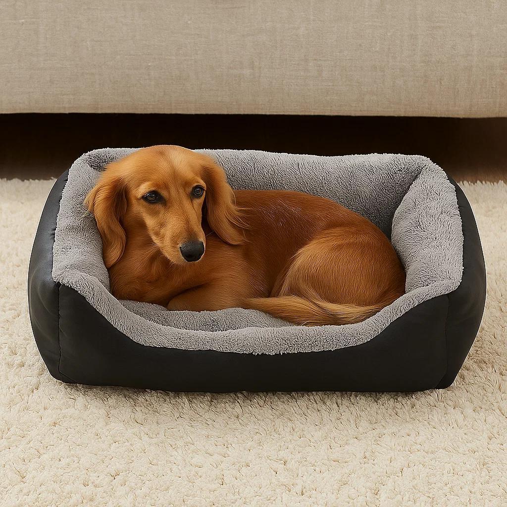 Calming Dog And Cat Bed Orthopedic Calming Dog & Cat Bed, Cozy Faux Fur Rectangular Nest For Small To Large Pets  Anti-anxiety Plush Crate Bed (11.8/15/18.9 X 17.3/21.7/26.8) Holiday Gift Idea