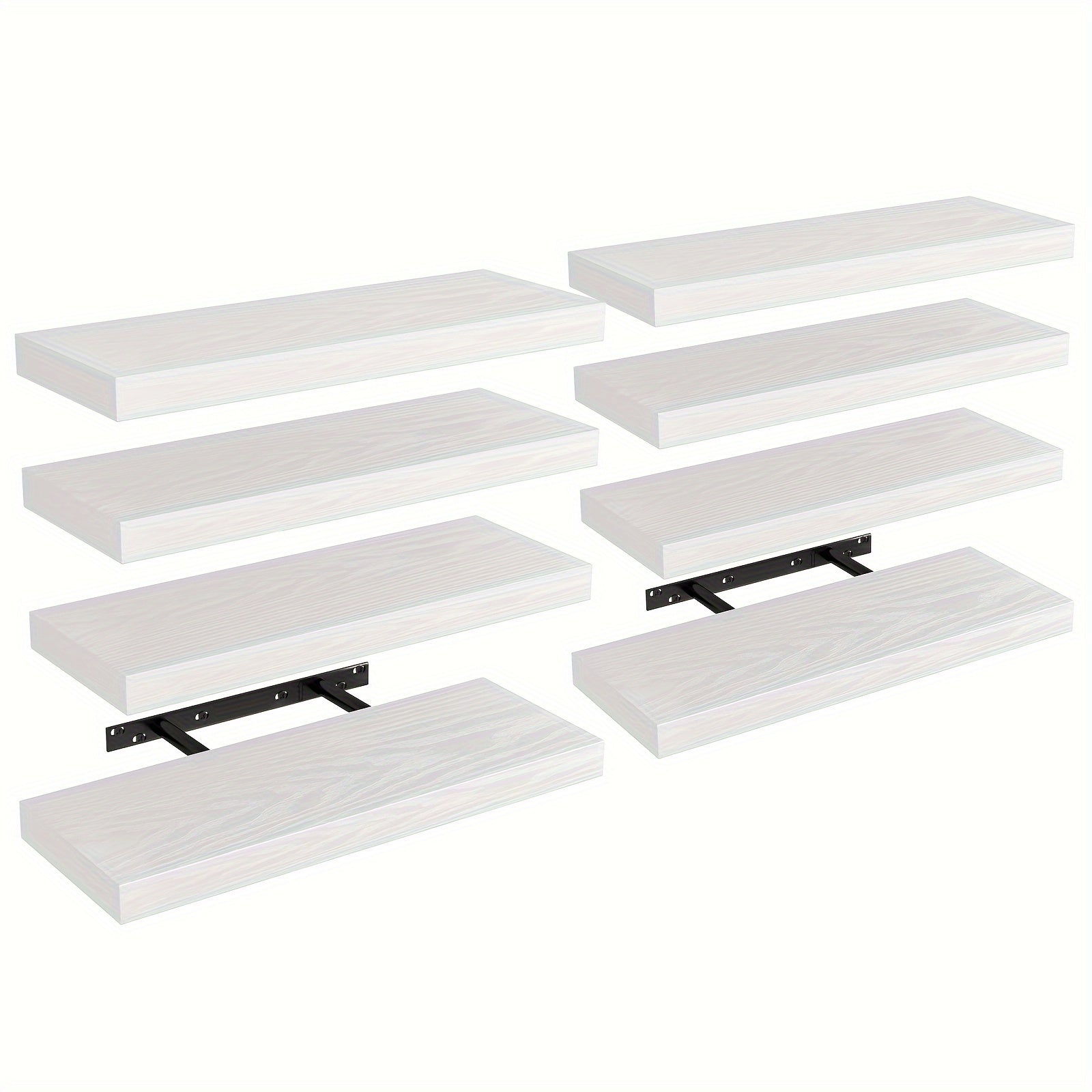 Rustic floating wall shelves with invisible brackets in brown or black finish