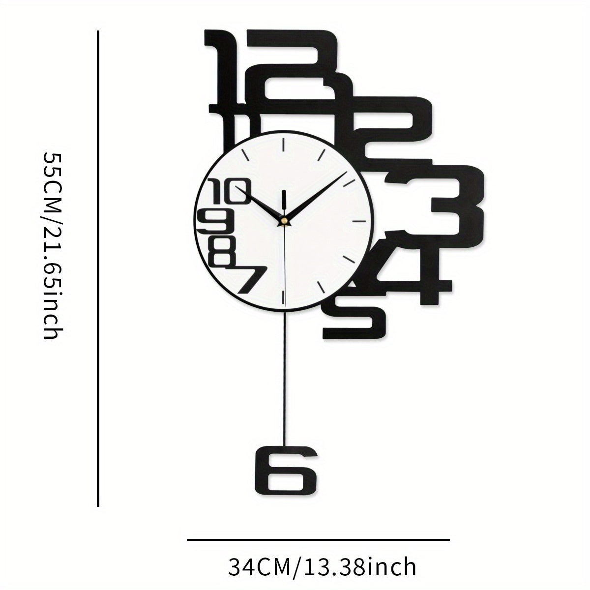 [Christmas Halloween Gift] 1pc Modern Minimalist Creative Metal Wall Clock, Silent Non-Ticking, Irregular Shape, Digital Display, AA Battery Powered, with No Battery Included, for Living Room…