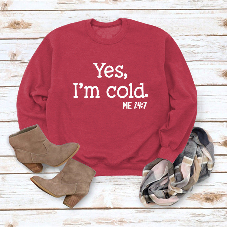 Letter Print Round Neck Long Sleeve Pullover Sweatshirt