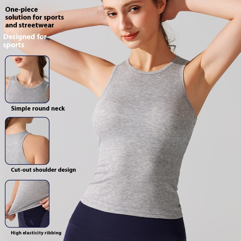 High-Elastic Modal Yoga Vest with Chest Pad – Women’s Fitness Top