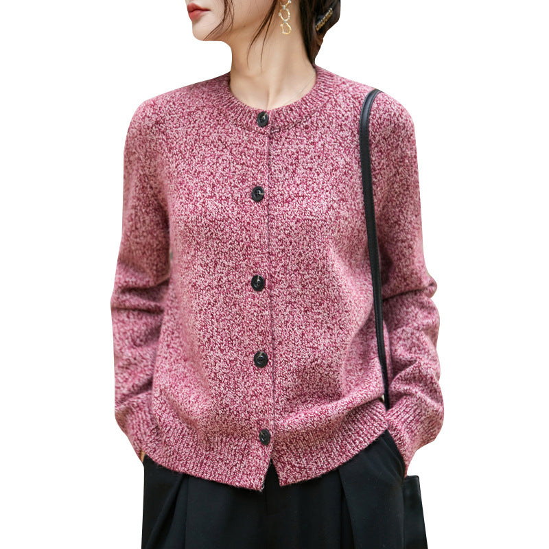 Crew-neck Cardigan Coat Sweater Womens Loose Knitwear