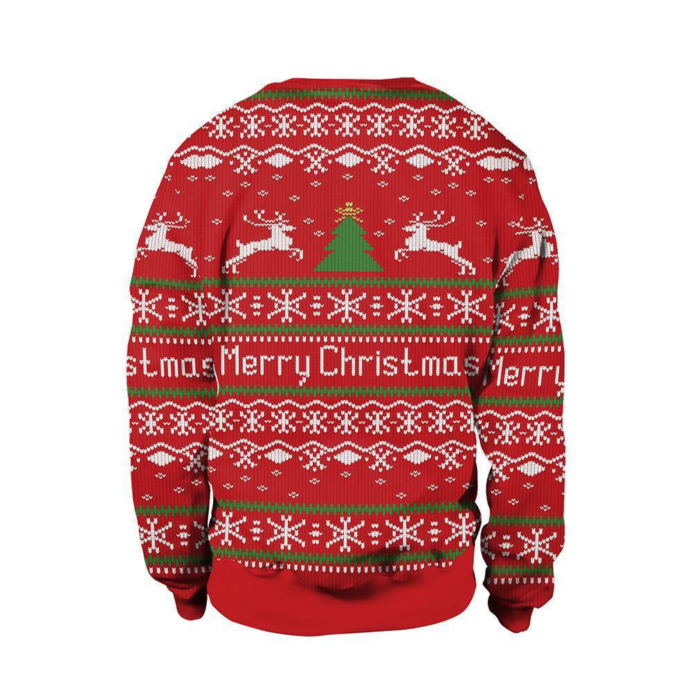 Festive 3D Print Christmas Couple Sweater