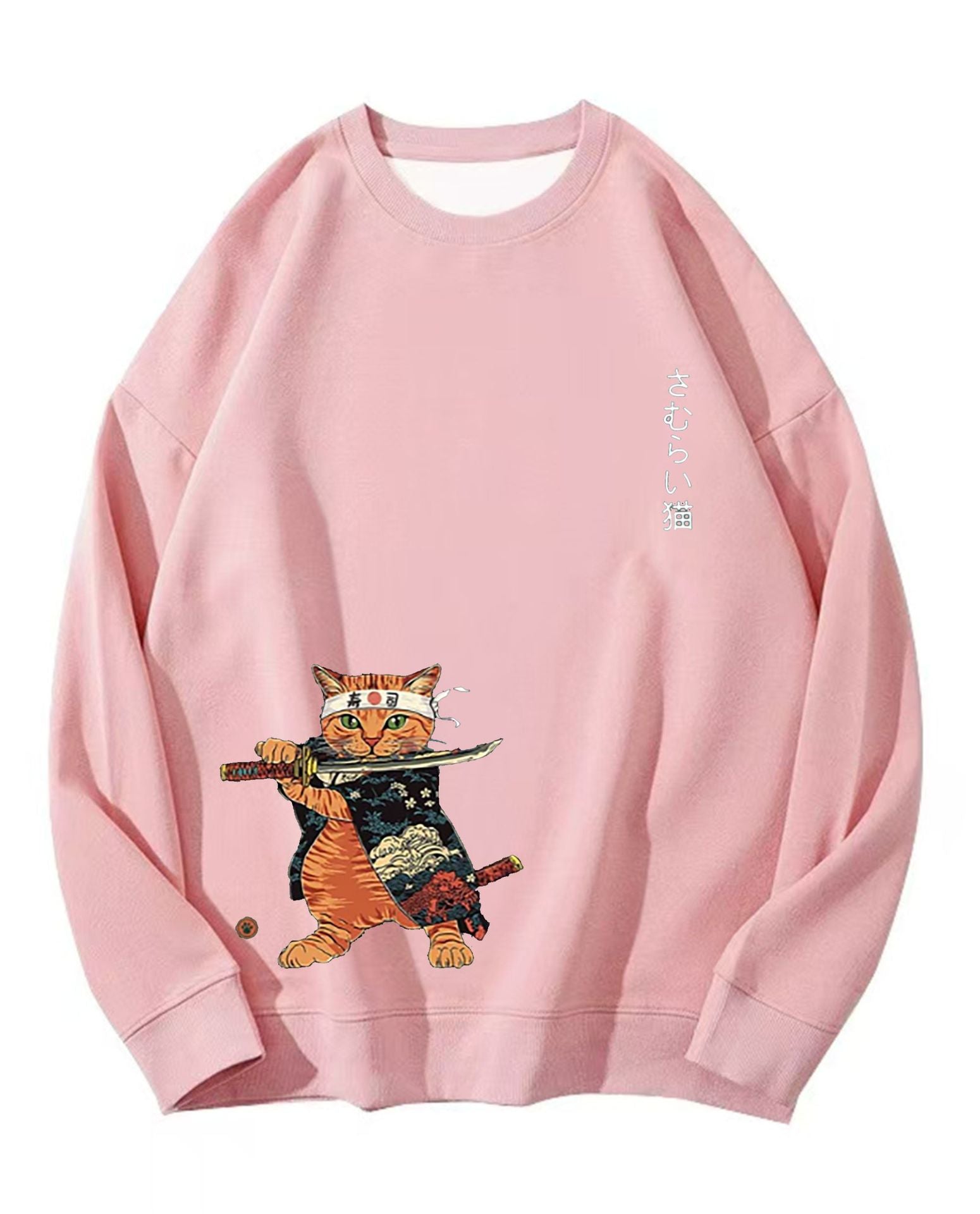 Japanese Anime Cat Print Oversized Cotton Hoodie