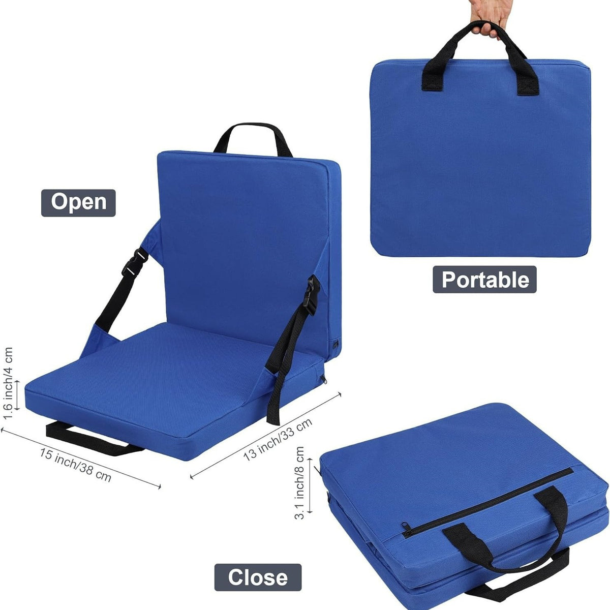 Portable Folding Outdoor Seat Cushion - Waterproof Stadium Chair Pad