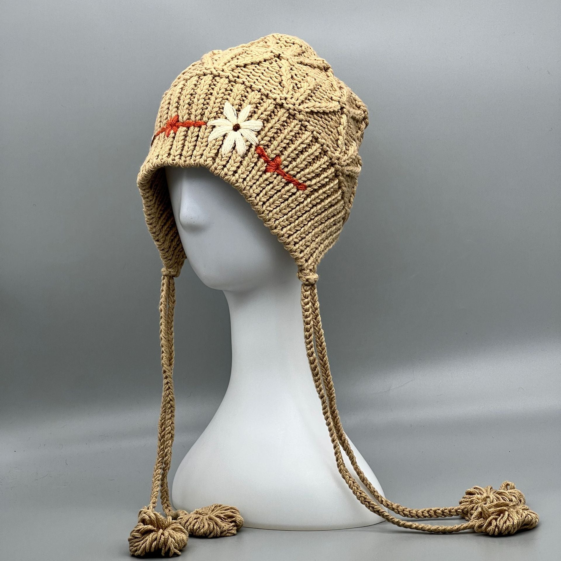 Floral Knit Women's Hats for Winter