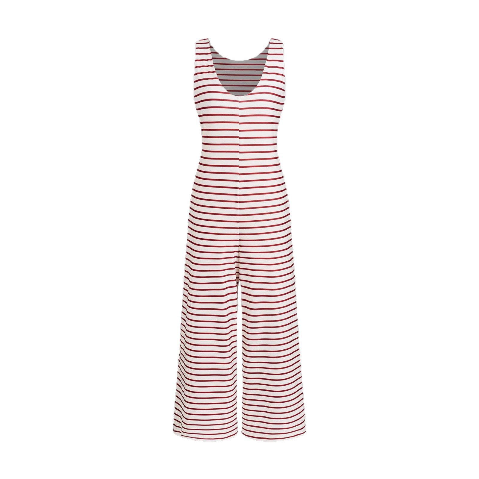 Chic Striped Slim-Fit Jumpsuit with Straight-Leg Pants
