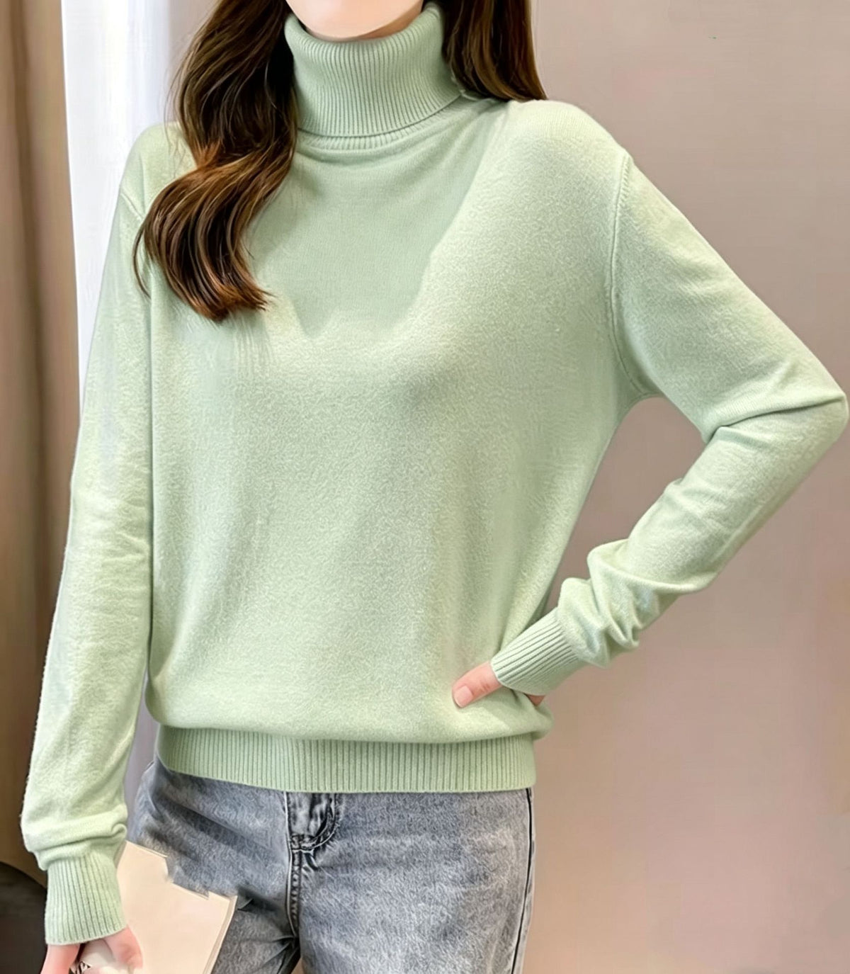 Womens Turtleneck Pullover Sweater Top