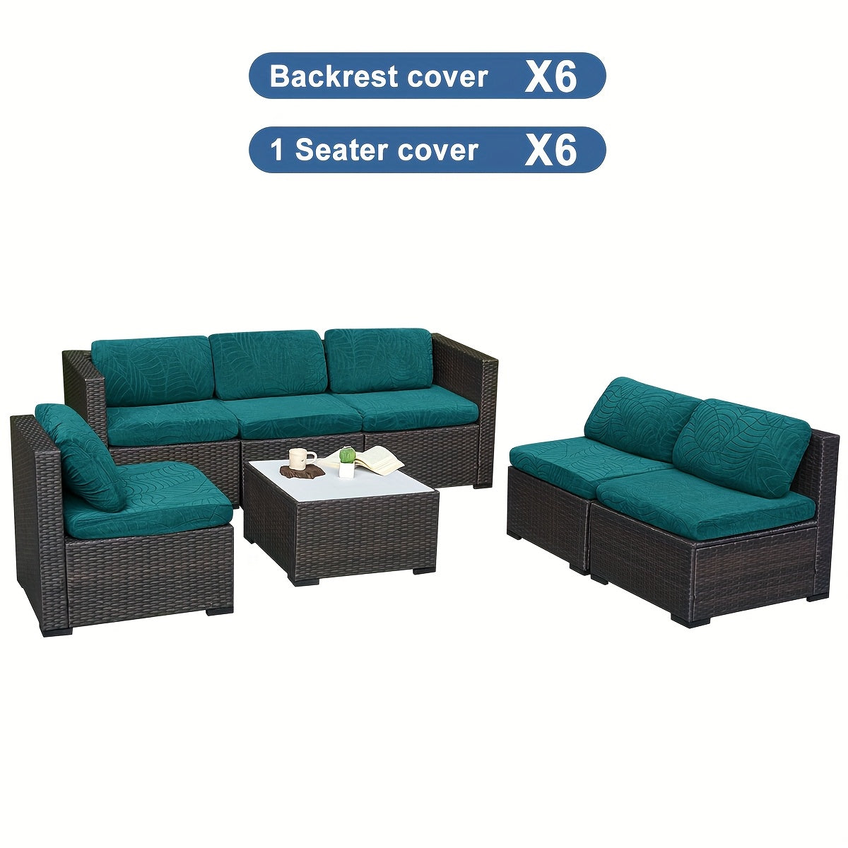 12/14pcs Stretch Large Leaf Jacquard Outdoor Terrace Cushion Covers Sofa Chair Covers Sofa Covers Pillow Covers Replacement Furniture Covers Suitable for Pets Washable