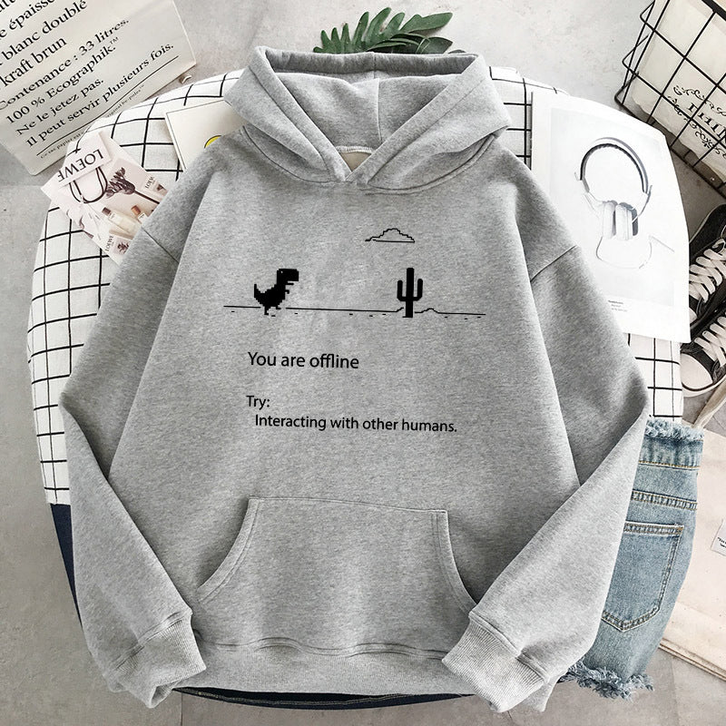 Retro Dinosaur Print Casual Women's Pullover Sweater