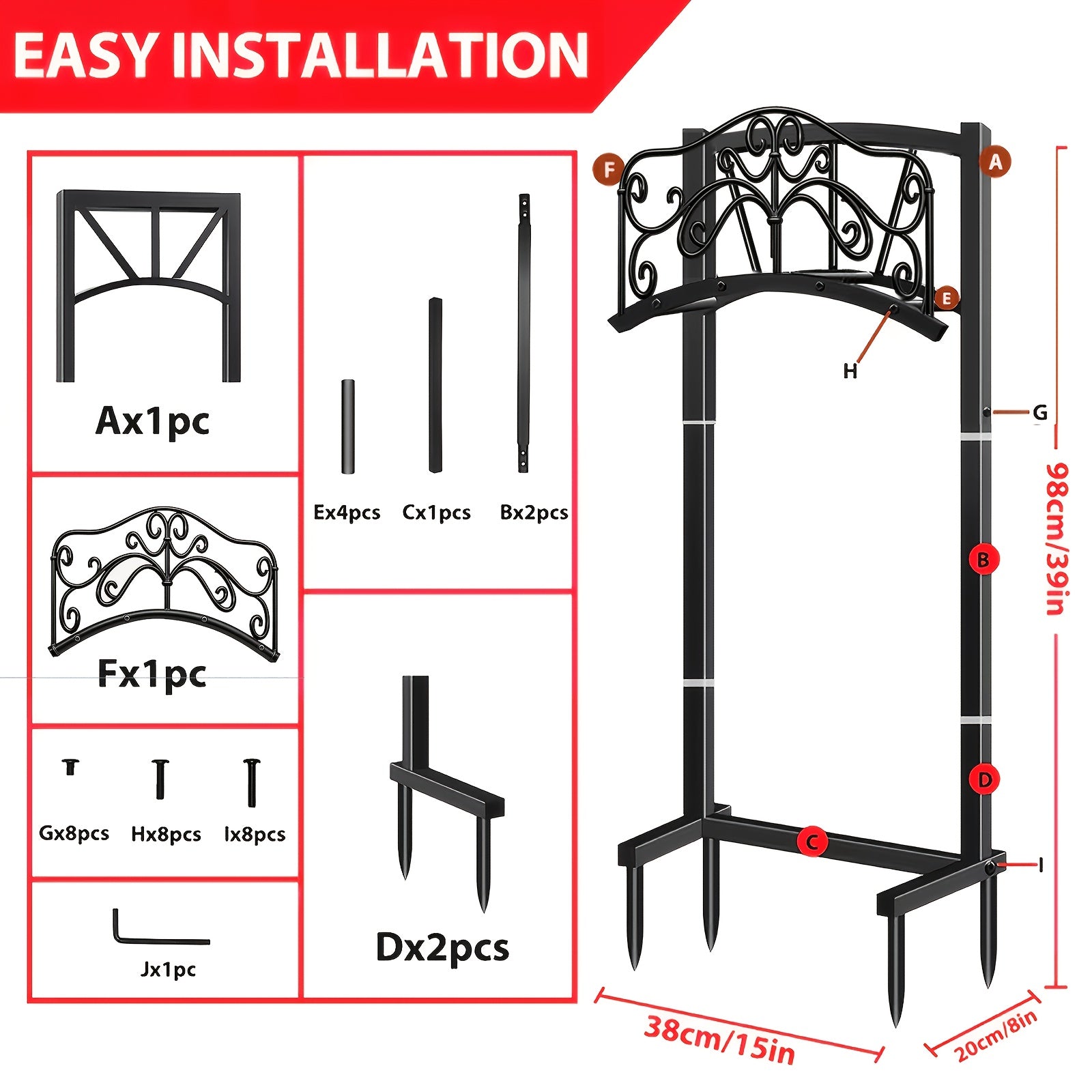 Heavy-Duty Black Metal Garden Hose Holder with Spikes
