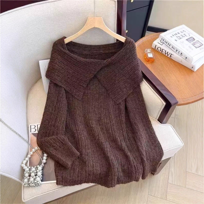 Off-shoulder Knitted Irregular Sweater for Women