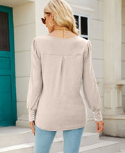 Chic Square Neck Long Sleeve Button Top