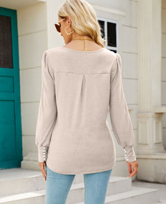 Chic Square Neck Long Sleeve Button Top