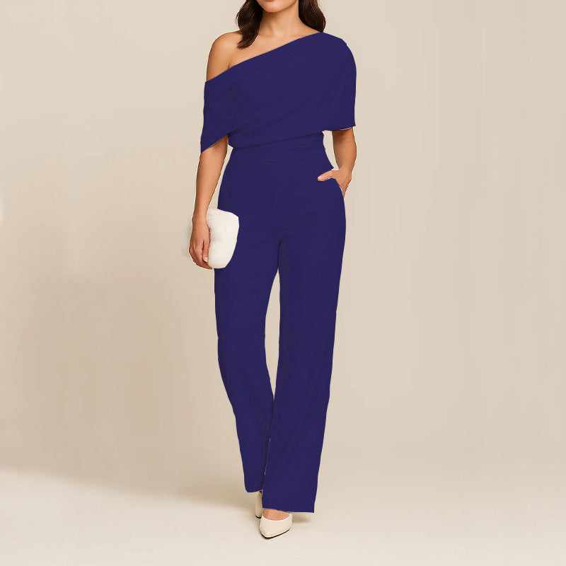 Elegant One-Shoulder Slimming Jumpsuit for Women