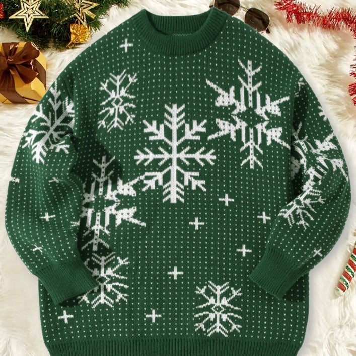 Autumn and Winter Round Neck Christmas Print Sweater