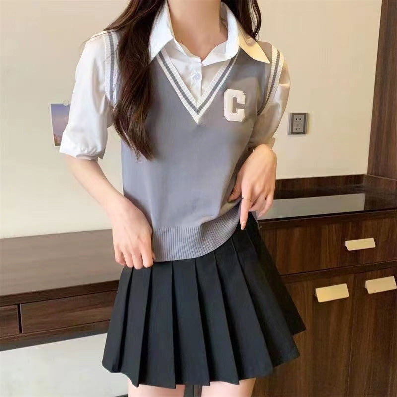 Women's Niche Design Short-sleeved Knitted Top