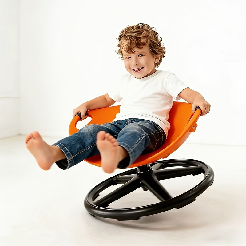 Autism Therapy Spin Chair with Oval Eggshell Design, Blue/Orange, Anti‑Slip Metal Base – Training & Rehabilitation