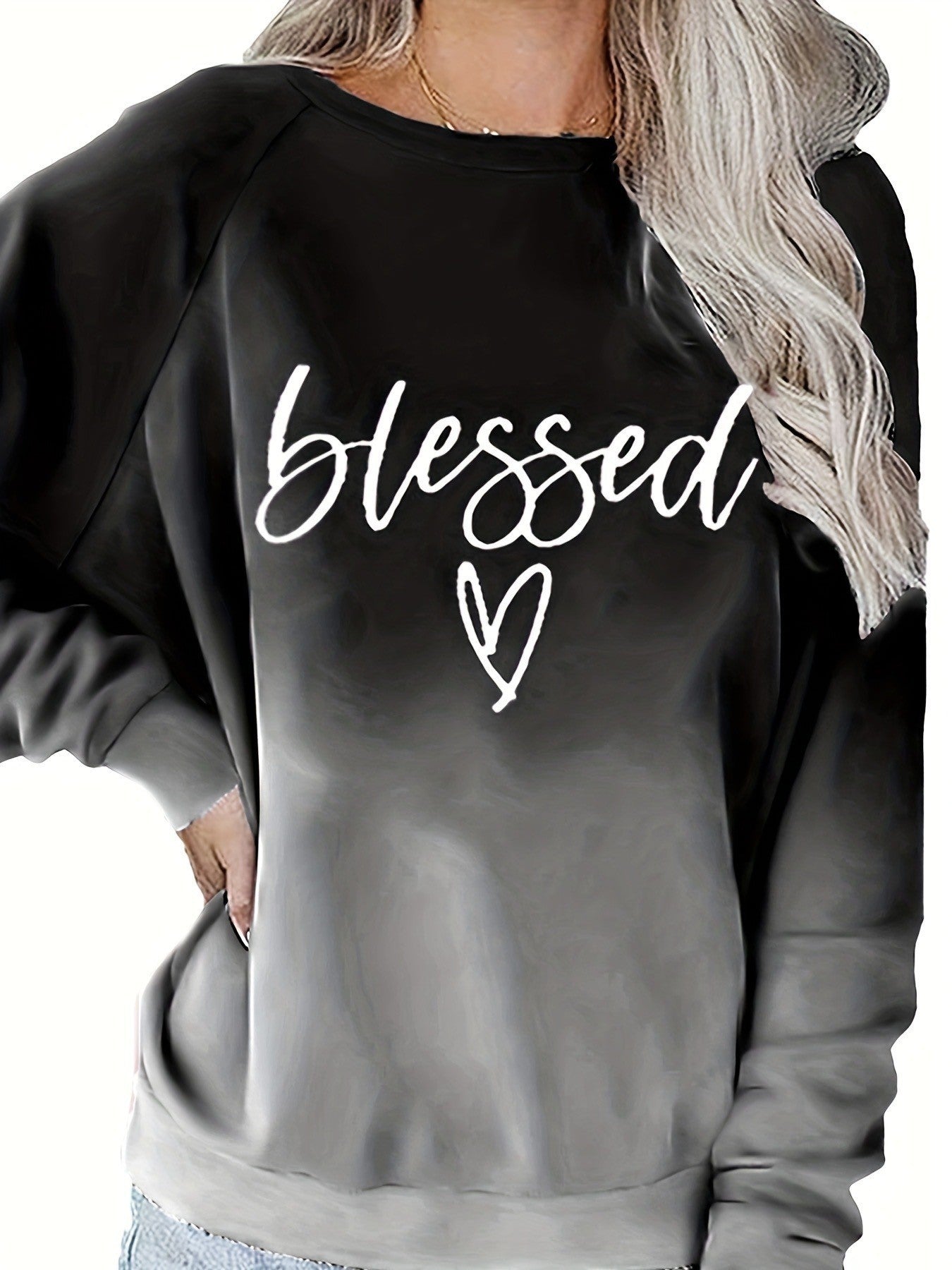 Women's Casual Letter Print Loose Long Sleeve Sweatshirt
