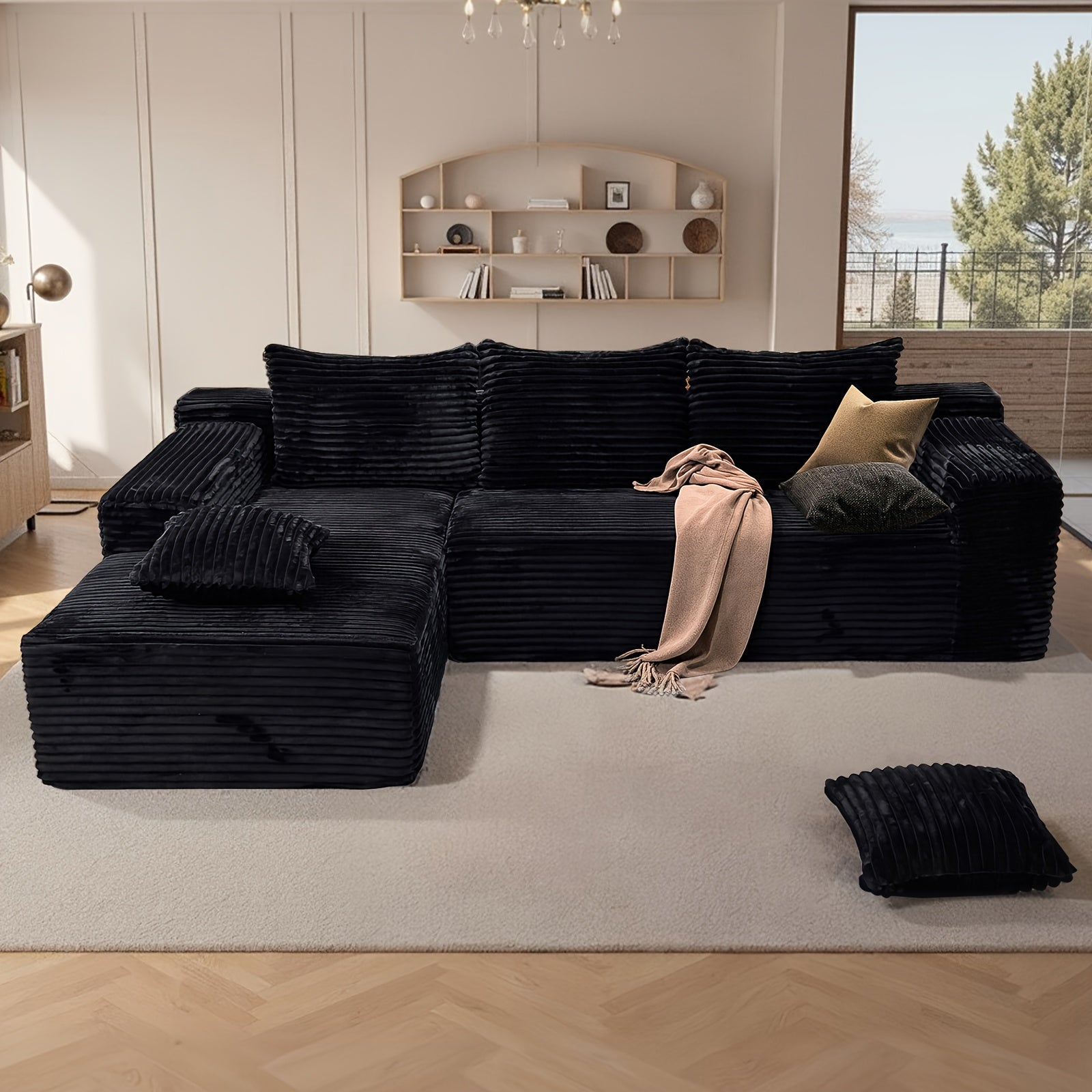 Modern Modular L-Shaped Sectional Sofa Set with Chaise Lounge