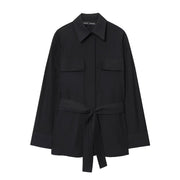 Fashionable And Versatile Lace-up Poplin Shirt