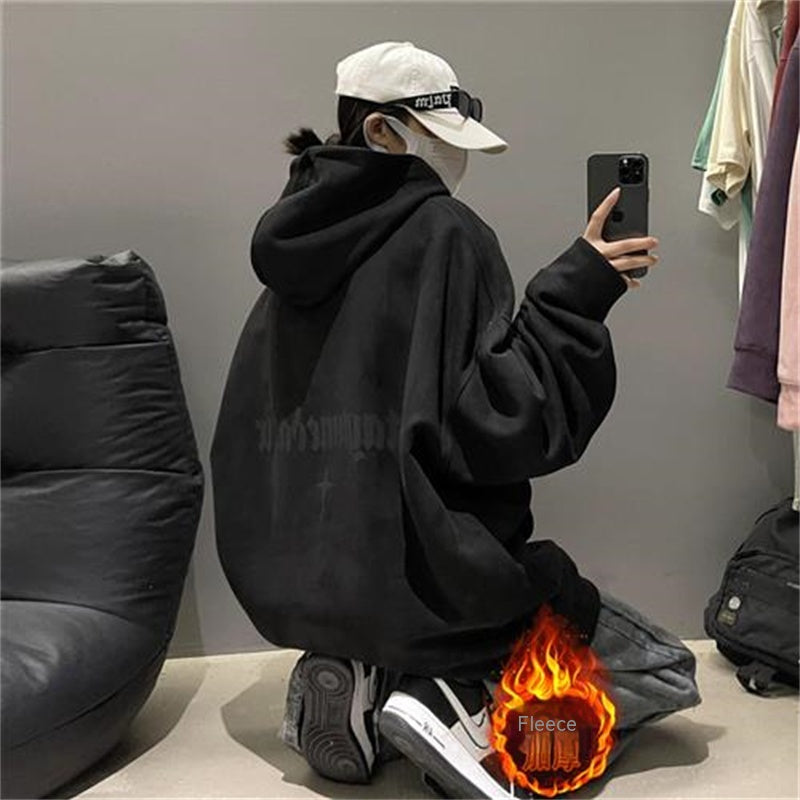 Plush Fleece Burgundy Suede Pullover Hoodie