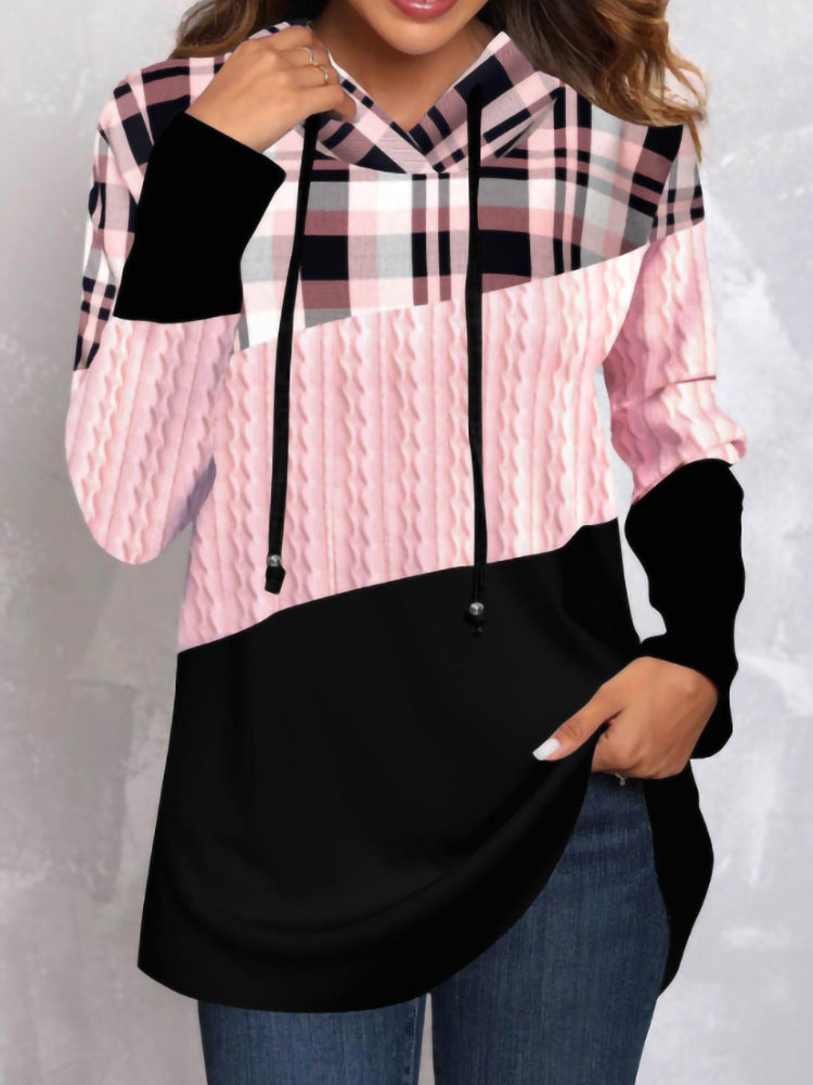 Women's Casual Hooded Digital Print Pullover Sweater