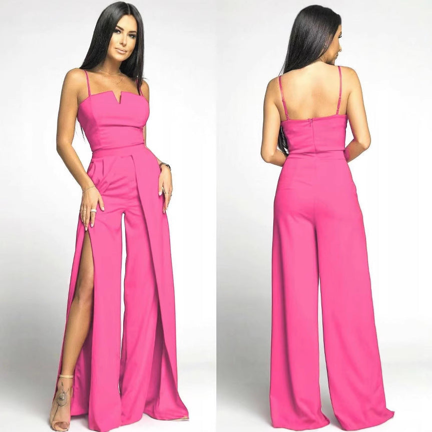 Sleek Bustier Slit Jumpsuit for Women