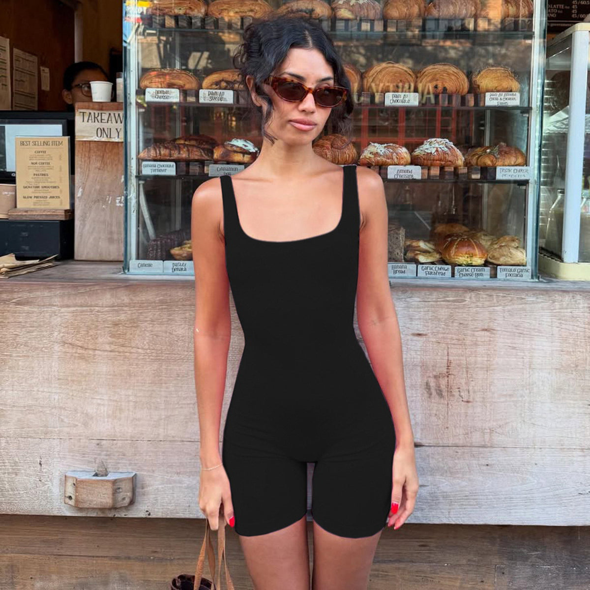 Open-Back Athletic Jumpsuit Romper