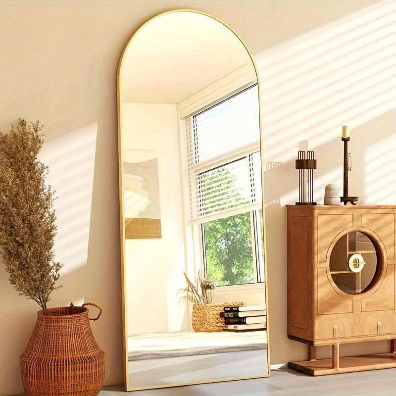 59 x 16 inch arched full-length mirror with tilt option aluminum frame