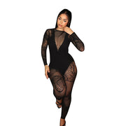 Sexy Butterfly See-Through Long Sleeve Romper Jumpsuit