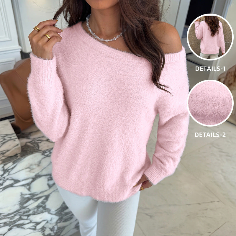 Loose-fit New-style Mink-faux Fur Pullover Sweater