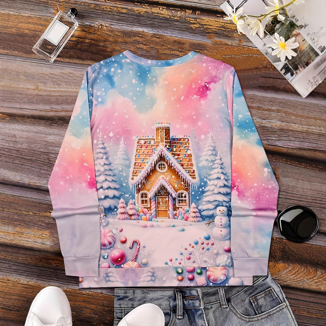 Festive Christmas Snowman Graphic Pullover Sweater
